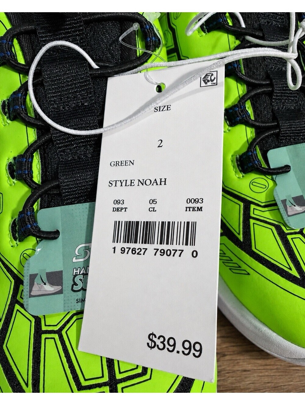 Skechers S Sport Noah Boys Green Step-Ins Memory Foam Sneakers Size 2 NWT - Picture 4 of 9